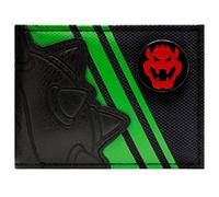 Mario Party Bowser King Koopa Badge en Métal Coquille Portefeuille Bi-Fold Porte-ID & Porte-Cartes, Noir
