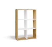 MARION - Étagère modulable 6 cubes - Bibliothèque 6 cases - 110x30x75 cm - Artisan et Blanc