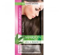 Marion Shampooing Hair Color dans un sachet et durable 4 à 8 lavages - avec aloe vera et kératine 53 marron café