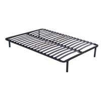 Marion - Sommier Noir Cadre a lattes Renforcé et Soutien Réglable + Pieds 140x190 x 29 cm en Metal
