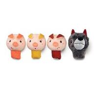 Lilliputiens - Set de marionnettes à doigts Les 3 Petits Cochons - 4 personnages - Dès 12 mois