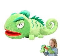 Marionnette à Main caméléon, Peluche à Bouche Mobile | Animal en peluche lézard 30cm avec bouche articulée pour jeux de rôle, Marionnette reptile verte lavable pour école
