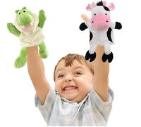 Marionnette à main en peluche de vache de dessin animé - SALUTUYA - Vert - Pour enfant à partir de 3 ans