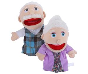 Marionnette à Main Lot de 2 Pièces, pour Garçon et Filles, en Coton PP | Grand-père et Grand-mère, Jeu Interactif, Activités D’imagination, Aide à L’expression la Sensibilité