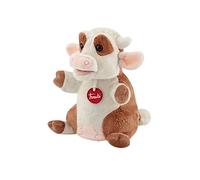 marionnette à main Vache 24 cm en peluche marron/blanc