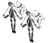 Marionnette Artisanale, Amusante à Tirer, en pâte polymère sculptée à la Main avec chaîne perlée, Objet d'art Vintage de Collection pour la Maison et la décoration d'atelier (2PCS)