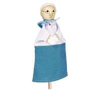 Marionnette en bois et tissu pour enfant - Grand-mère - Bleu - A partir de 3 ans