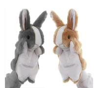 Marionnettes à Main, 2 Pièces Marionnette à Main Lapin, Doux Marionnettes à Main Animaux, pour Les Jeux de Rôle Imaginatifs, la Narration d'Histoires, Le Théâtre de Marionnettes (Gris + Marron)