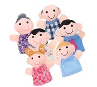Marionnettes à main - 6 membres de la famille de dessin animé en peluche, construction en tissu doux, conception de grande tête | Accessoires de théâtre mignons, jeu de narration interactif pour