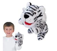 Marionnettes à main pour adultes - Jouet en peluche douce de 25 cm, de narration interactive avec bouche mobile, outil d'apprentissage et de divertissement, girafe, léopard, lion, singe, T