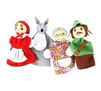 Marionnettes à Main pour Enfants, Petit Chaperon Rouge, Jeu de rôle interactif, théâtre de marionnettes Dessin animé pour Tout-Petits, Conte fées, 4 pièces/Ensemble