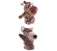 Marionnettes girafe et loup pour enfants avec bouche mobile Matériau en peluche douce pour enfants Favorise la créativité et la communication Idéal pour l'école et la maison