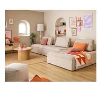 Lisa Design Canapé d'angle Marisol modulable Velours texturé Beige 4 places