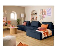 Marisol - canapé d'angle modulable 4 places - velours texturé - Bleu Bleu G