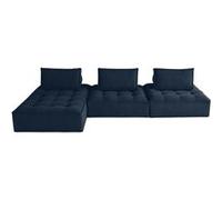 Marisol - canapé d'angle modulable 4 places - velours texturé - Bleu