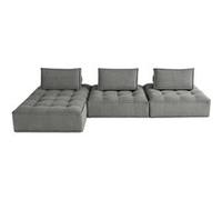 Marisol - canapé d'angle modulable 4 places - velours texturé - Gris Gris G