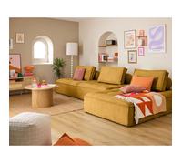 Lisa Design - Canapé d'Angle Marisol en Velours Texturé - Sofa Jaune 4 Places - Salon