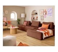 Marisol - canapé d'angle modulable 4 places - velours texturé - Terracotta Terracotta G