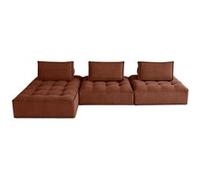 Lisa Design - Canapé d'Angle Marisol en Velours Texturé - Sofa Terracotta 4 Places - Salon