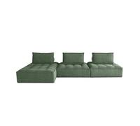 Marisol - canapé d'angle modulable 4 places - velours texturé - Vert