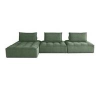 Marisol - canapé d'angle modulable 4 places - velours texturé - Vert Vert G