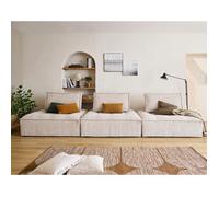 Marisol - canapé modulable droit 3 places - velours texturé - Beige Beige