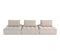 Marisol - canapé modulable droit 3 places - velours texturé - Beige Beige