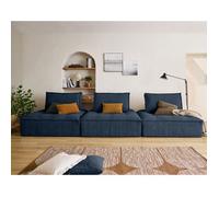 Marisol - canapé modulable droit 3 places - velours texturé - Bleu Bleu