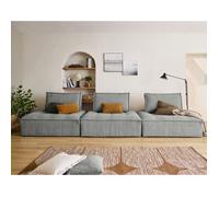 Marisol - canapé modulable droit 3 places - velours texturé - Gris