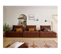 Marisol - canapé modulable droit 3 places - velours texturé - Terracotta