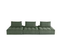 Marisol - canapé modulable droit 3 places - velours texturé - Vert