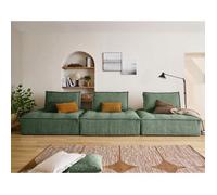 Marisol - canapé modulable droit 3 places - velours texturé - Vert