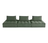 Marisol - canapé modulable droit 3 places - velours texturé - Vert