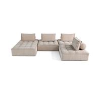 Marisol - canapé panoramique modulable 7 places - velours texturé - Beige Beige