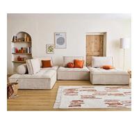 Marisol - canapé panoramique modulable 7 places - velours texturé - Beige