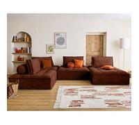 Marisol - canapé panoramique modulable 7 places - velours texturé - Terracotta
