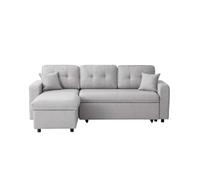 LOUNGITUDE Marius - Canapé d'angle Convertible réversible en Tissu - Gris Clair