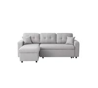 MARIUS - Canapé d'angle convertible réversible en tissu - Gris clair