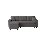 MARIUS - Canapé d'angle convertible réversible en tissu - Gris foncé