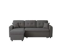MARIUS - Canapé d'angle convertible réversible en tissu - Gris foncé