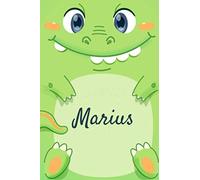 Marius: Carnet de notes Dinosaure personnalisable - Prénom - Cahier relié - Notebook Agenda - 110 pages lignées | Cadeau personnalisé pour Marius | Cadeau d'anniversaire