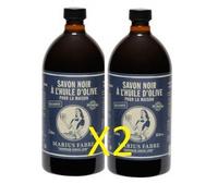 Marius Fabre SAVON DE MARSEILLE - Savon Noir à L'Huile d'Olive 1L - Lot de 2 Flacons - 2 x 1L