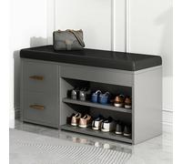 MARIYCH Banc à chaussures - Rangement d'entrée élégant avec 2 tiroirs, armoire polyvalente pour couloir, chambre à coucher et salon - Design moderne noir et gris