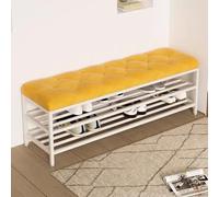 MARIYCH Banc à chaussures rembourré en velours à 3 niveaux, organiseur de rangement ouvert élégant avec cadre en métal robuste pour entrée, couloir et vestiaire - Parfait pour la décoration de la