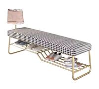 MARIYCH Banc de rangement à chaussures de ferme avec plateau en marbre, étagère à chaussures rembourrée, banc élégant en lin pour chambre à coucher, salon et vestiaire