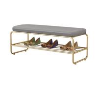 MARIYCH Banc de rangement à chaussures en similicuir - Banc d'entrée rembourré élégant avec étagère en métal robuste, étagère à chaussures fonctionnelle pour chambre à coucher et couloir, organiseur