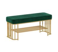 MARIYCH Banc de rangement à chaussures en velours - Étagère à chaussures à 2 niveaux pour entrée, meuble de couloir élégant, solution de rangement compacte pour les petits espaces, design moderne