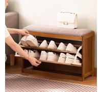 MARIYCH Banc de Rangement de Chaussures d'entrée en Bois Massif, Organisateur de étagère à Chaussures avec Portes, Banc de Tabouret à Langer pour Couloir, vestiaire, Placard et Garage