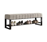 MARIYCH Banc de Rangement pour Chaussures d'entrée, Banc d'extrémité de lit rembourré en Velours avec Cadre en métal Noir, Banc à Chaussures pour Couloir, Salon, Chambre à Coucher