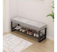 MARIYCH Banc de rangement pour chaussures d'entrée rembourré en velours, cadre en métal noir, étagère à chaussures à 2 niveaux pour porte d'entrée, mobilier de maison moderne, organisateur peu